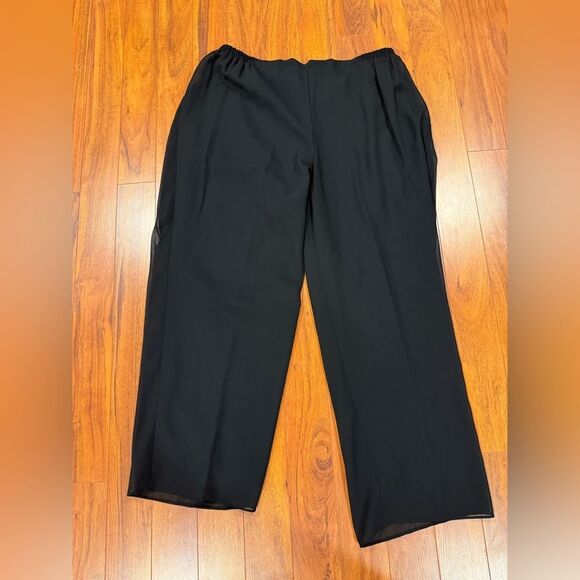 Le Bos Round Neck 3/4 Sleeve Georgette Tonal Trim Evening 3-Piece Pant Set NWT - Picture 9 of 12